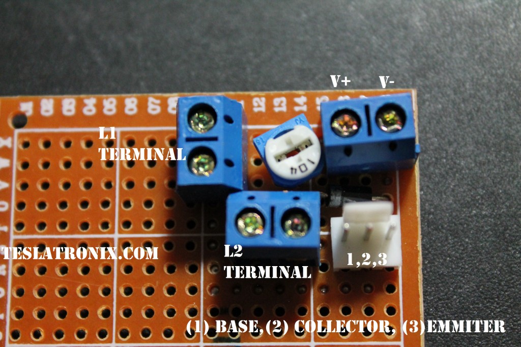 Basic Blocking Oscillator CIrcuit Board for Tesla Coils (top)